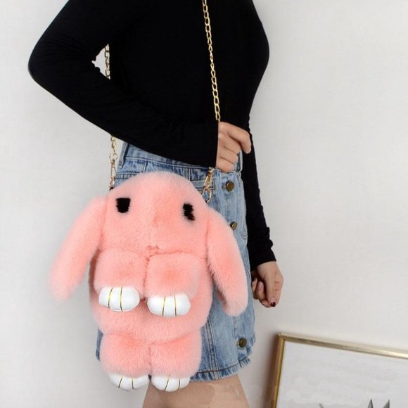 Kawaii Purple Plush Cute Rabbit Crossbody Bag/Backpack - Picture 13 of 13